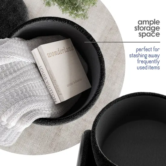 StorageBud Round Ottoman with Storage Black {4}