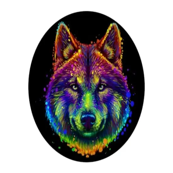 Colorful Wolf Edible Cake Topper- 8" Round {1}
