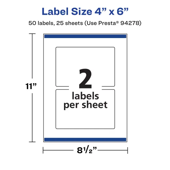 Avery Durable Waterproof Rectangle Labels with Sure Feed, 4" x 6" {5}