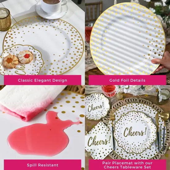 Kate Aspen 13&rdquo; Classic Gold Foil Dot Placemat (set of 24) {5}