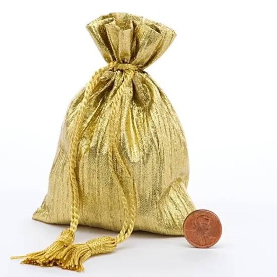 Sparkling Crinkled Metallic Fabric Bags 3 1/2''x5" for Elegant Gifts {2}