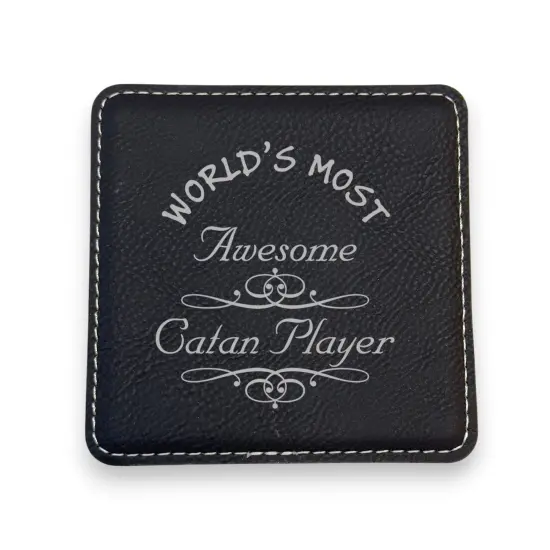 Coaster - Worlds most awesome Catan player - SET OF 2 - Leather or Stitched Cork Stitched Cork/Black {3}