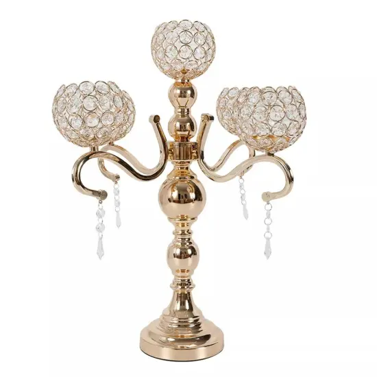 55cm Gold Centerpiece Candelabra Crystals CandLE Holder Home Decorative {1}