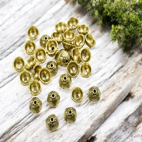 *100* 8mm Antique Gold Bead Caps {1}