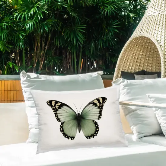 Green Symmetrical Butterfly Outdoor Printed Pillow Design by Elizabeth Medley, 14 x 7 x 20 {2}