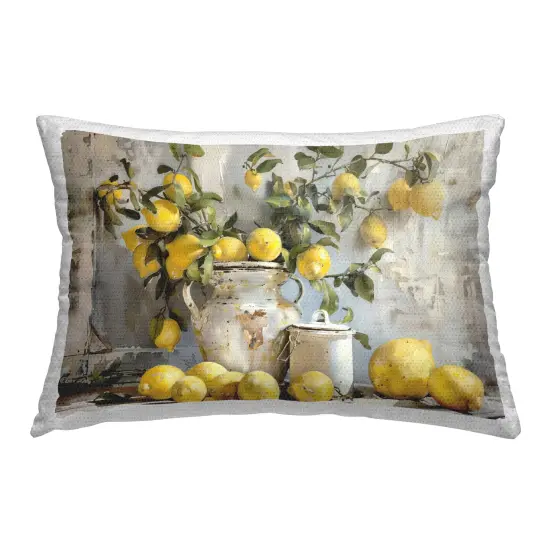 Lemons & Canisters Still Life Outdoor Printed Pillow Design by Arlington Prints, 14 x 7 x 20 {1}