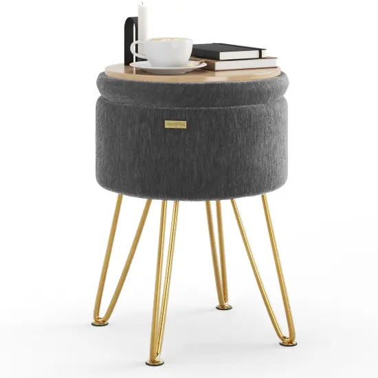 StorageBud Textured Velvet Storage Ottoman with Storage {1}