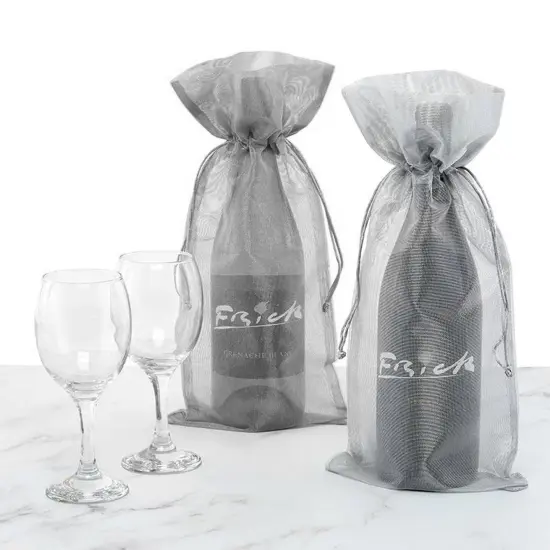 Metallic Wine Bags Luxurious Fabric Gift Bags 6.5" x 15" {5}