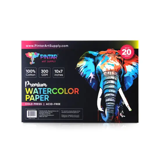 Pintar Watercolor Paper Block, 100% Cotton, 140lb/300gsm, Rough Grain, 20 Sheets, 10&rdquo;x7" Paper Pad | Watercolor Book for&nbsp; Gouache, Oil and Drawing - Water Color Paper Pad for Painting & Sketching {2}