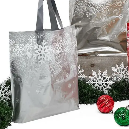 Printed Snowflake LDPE Bags 16&rdquo; x 6&rdquo; x 15&rdquo; Holiday Packaging {2}