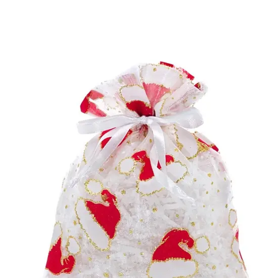 White Santa Hat Gift Bags Holiday Themed 4&rdquo; x 6&rdquo; Pouches {5}