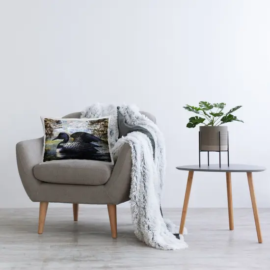 Loon in Rustic Pond Decorative Printed Throw Pillow Design by Paul Brent, 14 x 7 x 20 {2}