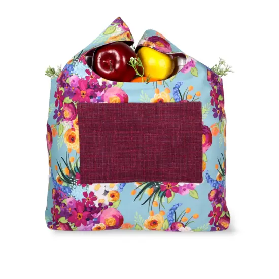 Crosscut Sewing Co.&reg; Foldable Shopping Bag Sewing Kit - Beginner Sewing Project Kit Teal floral {3}