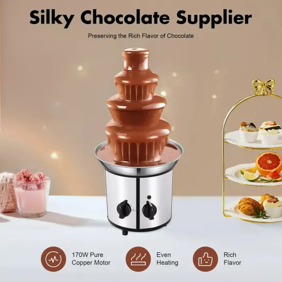 4 Tier Stainless Steel Luxury Hot Chocolate Cream Fondue Fountain Party Wedding {2}