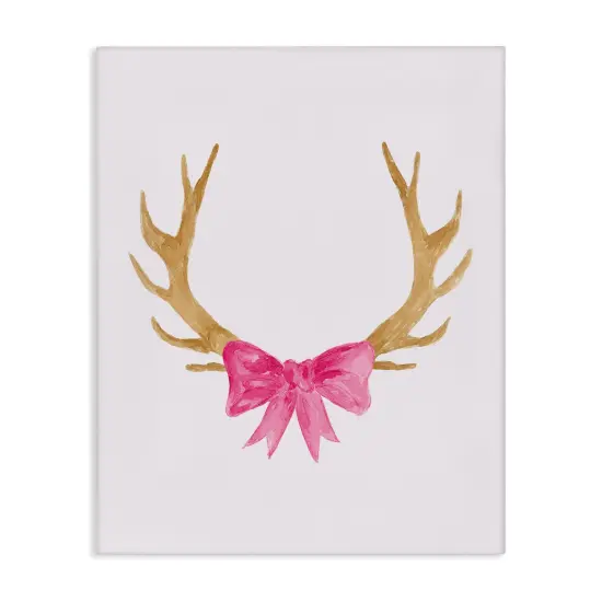 Stupell Industries Bow On Deer Antlers Canvas Wall Art Design by Lucille Price {1}