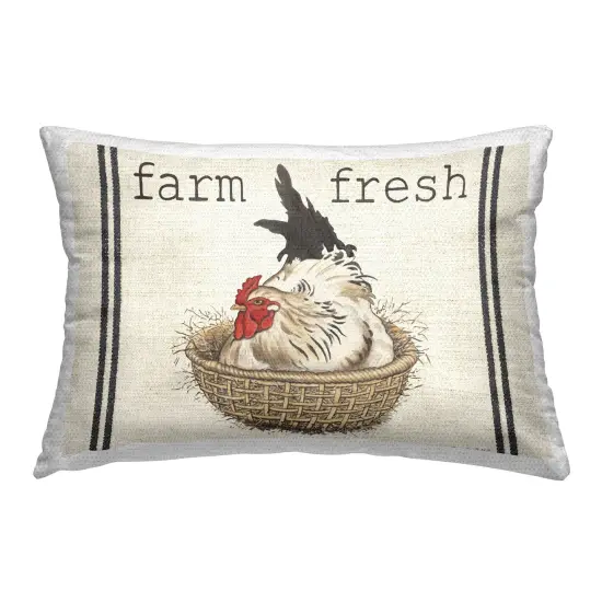 Farm Hen in Basket Design by Gwendolyn Babbitt Holstein Outdoor Printed Pillow  {1}