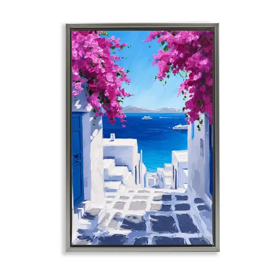 Stupell Industries Coastal Architecture Town Framed Floater Canvas Wall Art Design by RB {1}