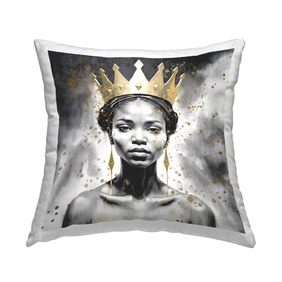 Woman in Crown Gazing Decorative Printed Throw Pillow Design by Kim Allen, 18 x 7 x 18 {1}