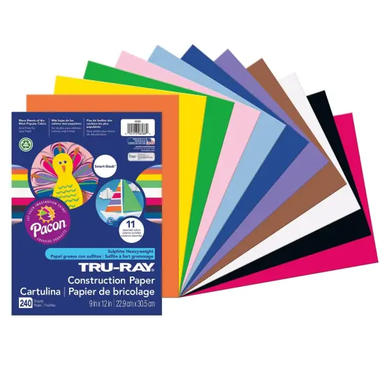 Construction Paper Smart-Stack&trade;, 11 Assorted Colors, 9" x 12", 240 Sheets {1}