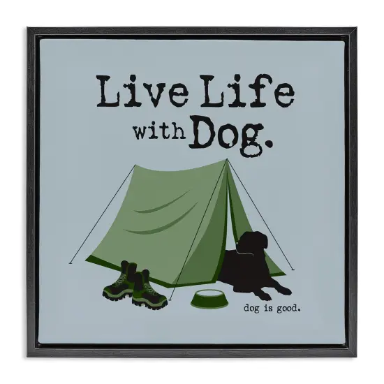 Stupell Industries Camping with Dog Framed Floater Canvas Wall Art Design by Dog Is Good {1}