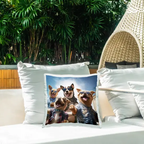 Happy Dog Friends Design by Jim Baldwin Outdoor Printed Pillow  {2}