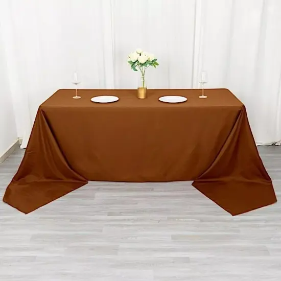 90x156-Inch Cinnamon Brown RECTANGULAR Polyester Tablecloths Reception Catering {4}