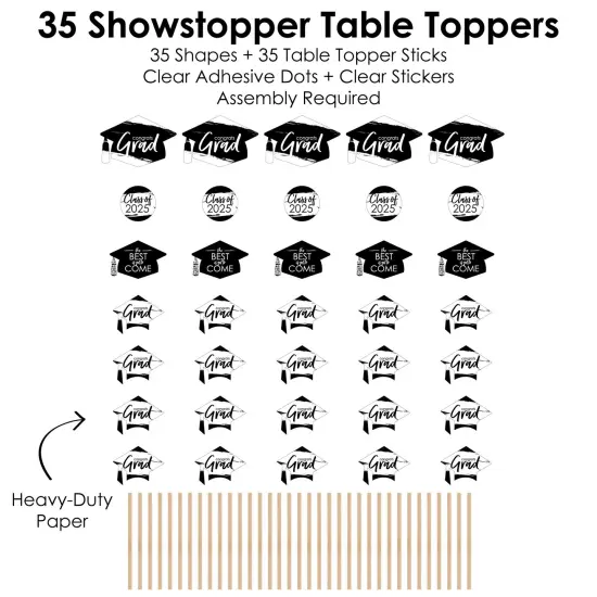 Big Dot of Happiness 2025 Black and White Graduation Party Centerpiece Sticks - Showstopper Table Toppers - 35 Pieces {7}