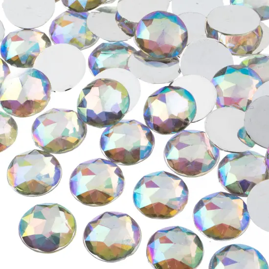 John Bead 16mm Round Acrylic Flat Back Rhinestones, 200pcs Crystal AB {1}