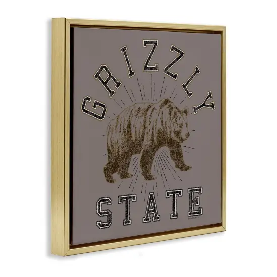 Stupell Industries Grizzly State Vintage Framed Floater Canvas Wall Art Design by Spirit Animals/Life Is High {3}