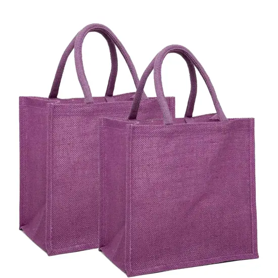 Stylish Laminated Jute Bag 11.875" x 7.875" x 11.875" Perfect for Shopping {2}