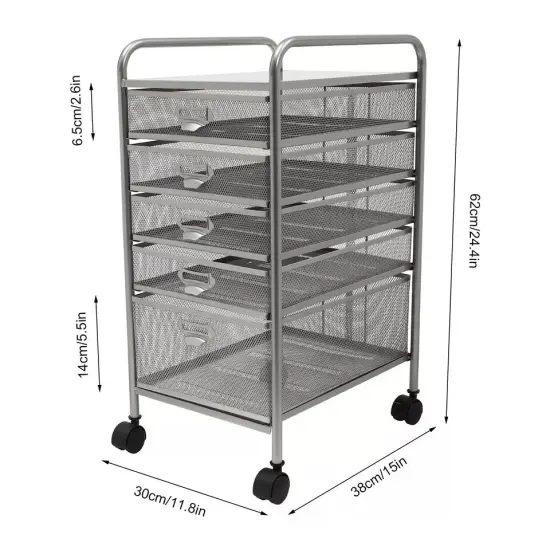 New 5 Drawer Rolling Storage Cart Organizer File Cabinets with Universal Wheels {3}