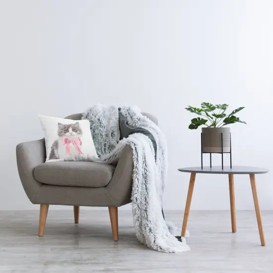 Kitten with Pink Bow Decorative Printed Throw Pillow Design by Sisi and Seb, 18 x 7 x 18 {2}