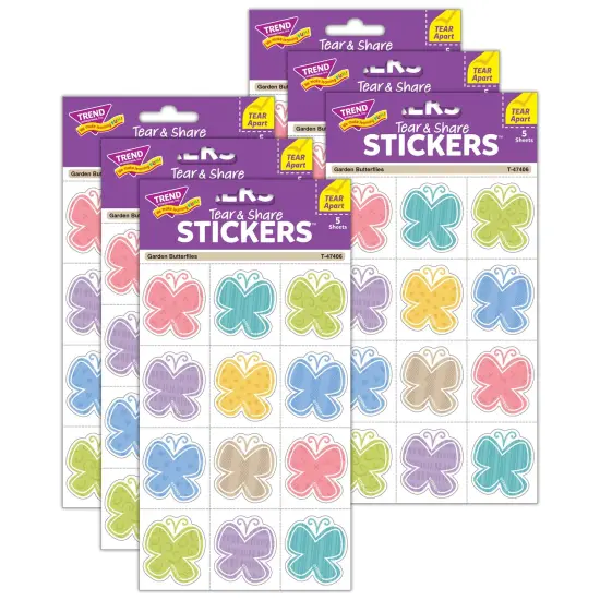 Garden Butterflies Tear & Share Stickers&reg;, 60 Per Pack, 6 Packs {1}