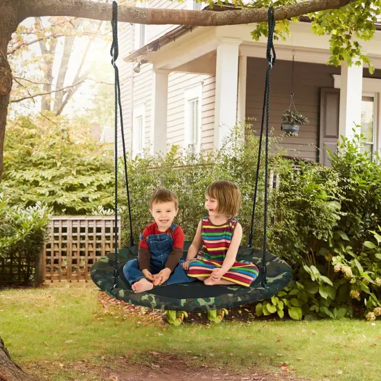 40 Inch Flying Saucer Tree Swing Outdoor Play Set with Adjustable Ropes Gift for Kids {6}