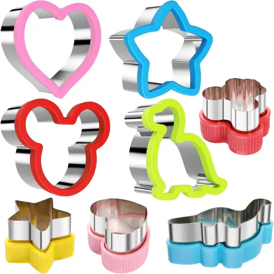 8 Pack Stainless Steel Sandwiches Cutter Dinosaur Heart Star Shapes for Kids {4}