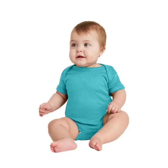 Rabbit Skins&reg; Infant Baby Rib Bodysuit Short Sleeve Caribbean {1}