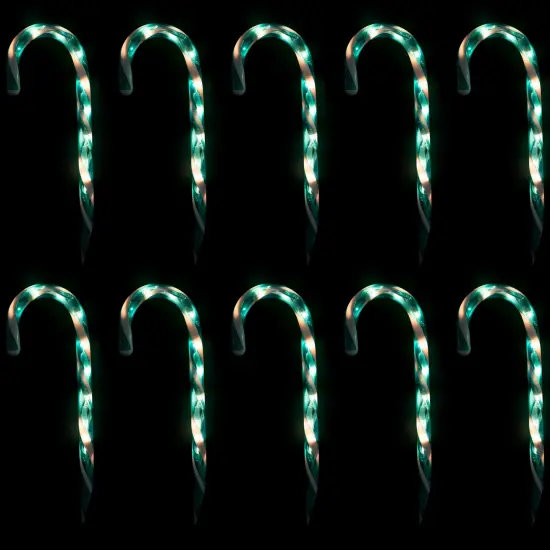 Northlight Lighted Outdoor Candy Cane Christmas Pathway Markers - 12" - Green - Set of 10 {1}