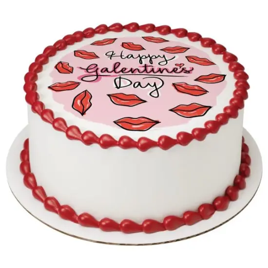 Happy Galentine's Day Valentines PhotoCake&reg; Edible Cake Topper Icing Image for 6 inch Round cake or larger {1}