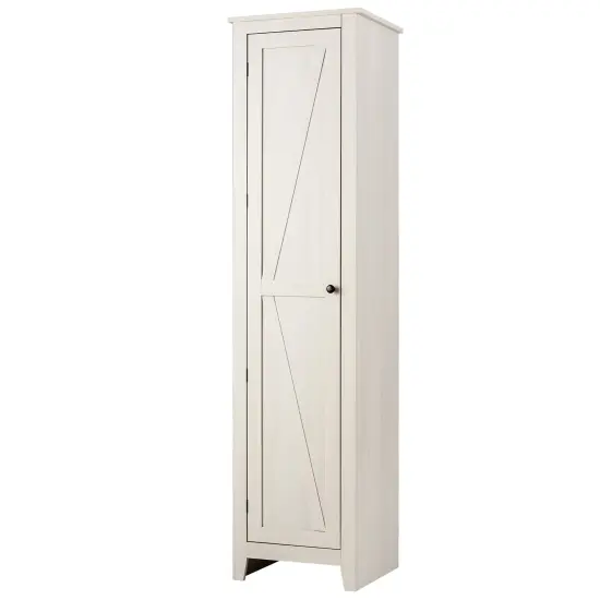 Costway Linen Tower Bathroom Storage Cabinet Tall Slim Side Organizer w/ Shelf White\ Black\Walnut {1}