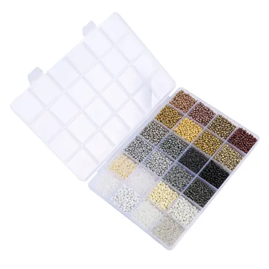 John Bead 12500pcs Assorted 24 Colors Glass Seed Beads 8/0 Jewelry Making Bead Box LightMetallicPalette {3}