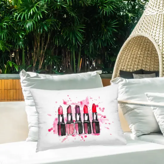 Modern Splatter Lipstick Outdoor Printed Pillow Design by Svetlana Aleynikova, 14 x 7 x 20 {2}