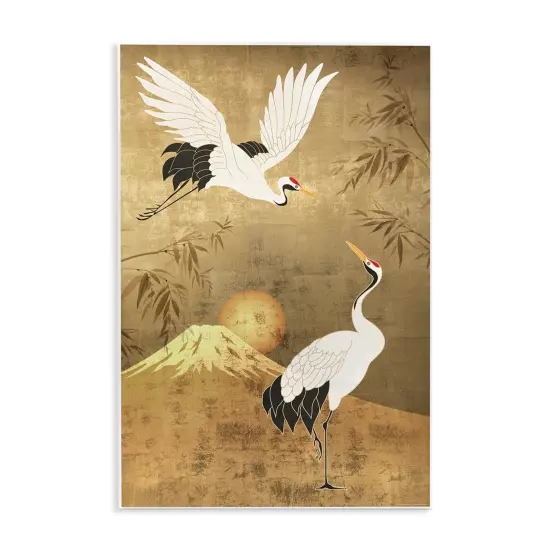 Stupell Industries Traditional Cranes & Mountain Wall Plaque Art Design by Reinders {1}