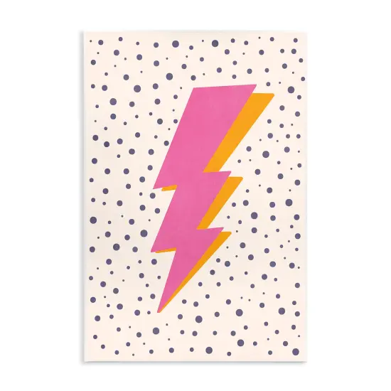 Stupell Industries Pink Dotted Lightning Bolt Wall Plaque Art Design by Nataly White {1}