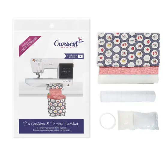 Crosscut Sewing Co.&reg; Pin Cushion & Thread Catcher Sewing Project Kit for Beginners with Fabric, Instructions and Video Hoops {1}