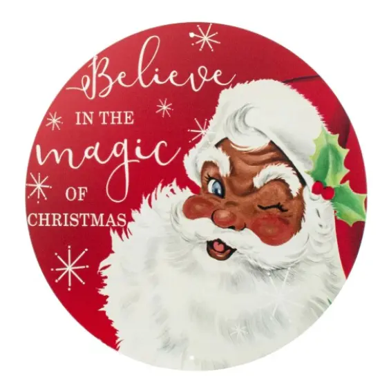 12" African American Santa Sign - Believe in the Magic of Christmas - Metal {1}