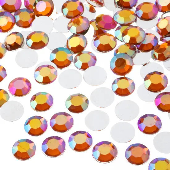 John Bead 10mm (SS45) Round Acrylic Flat Back Rhinestones, 500pcs Orange AB {1}