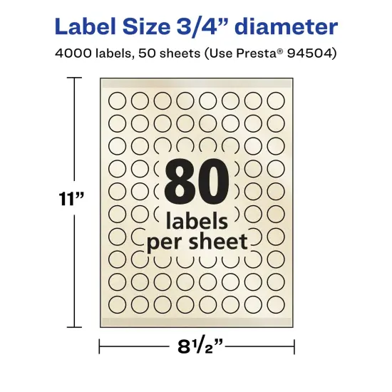 Avery Pearlized Ivory Round Labels with Sure Feed Technology, Print-to-the-Edge, .75" diameter {5}