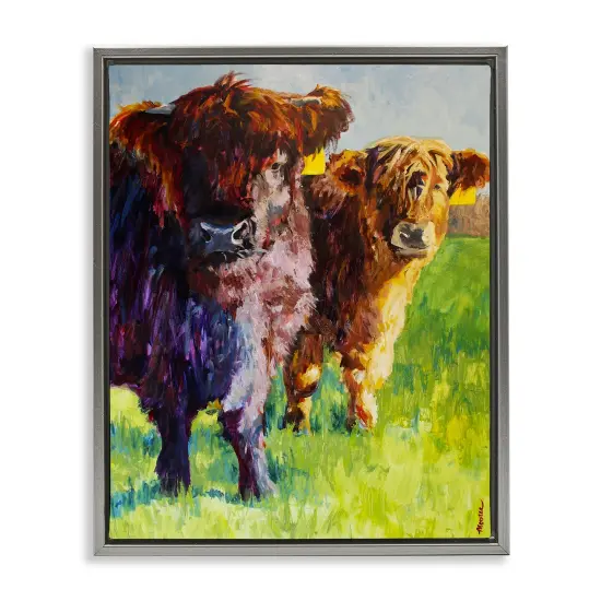 Stupell Industries Traditional Cattles Painting Framed Floater Canvas Wall Art Design by Mary Moores {1}