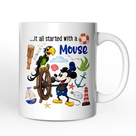 Artistic It All Started With a Mouse Mug, Steamboat Willie Gift {4}