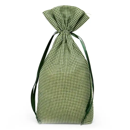Gingham Cotton Bag 5 5/8" x 1 5/8" x 10 3/8" {2}